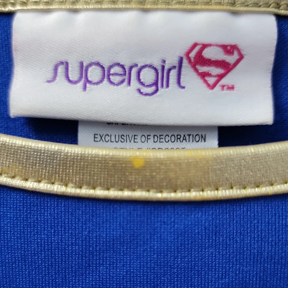 Disney Supergirl Dress Costume Short Cap Sleeves Red Blue Gold Girls Large 10/12